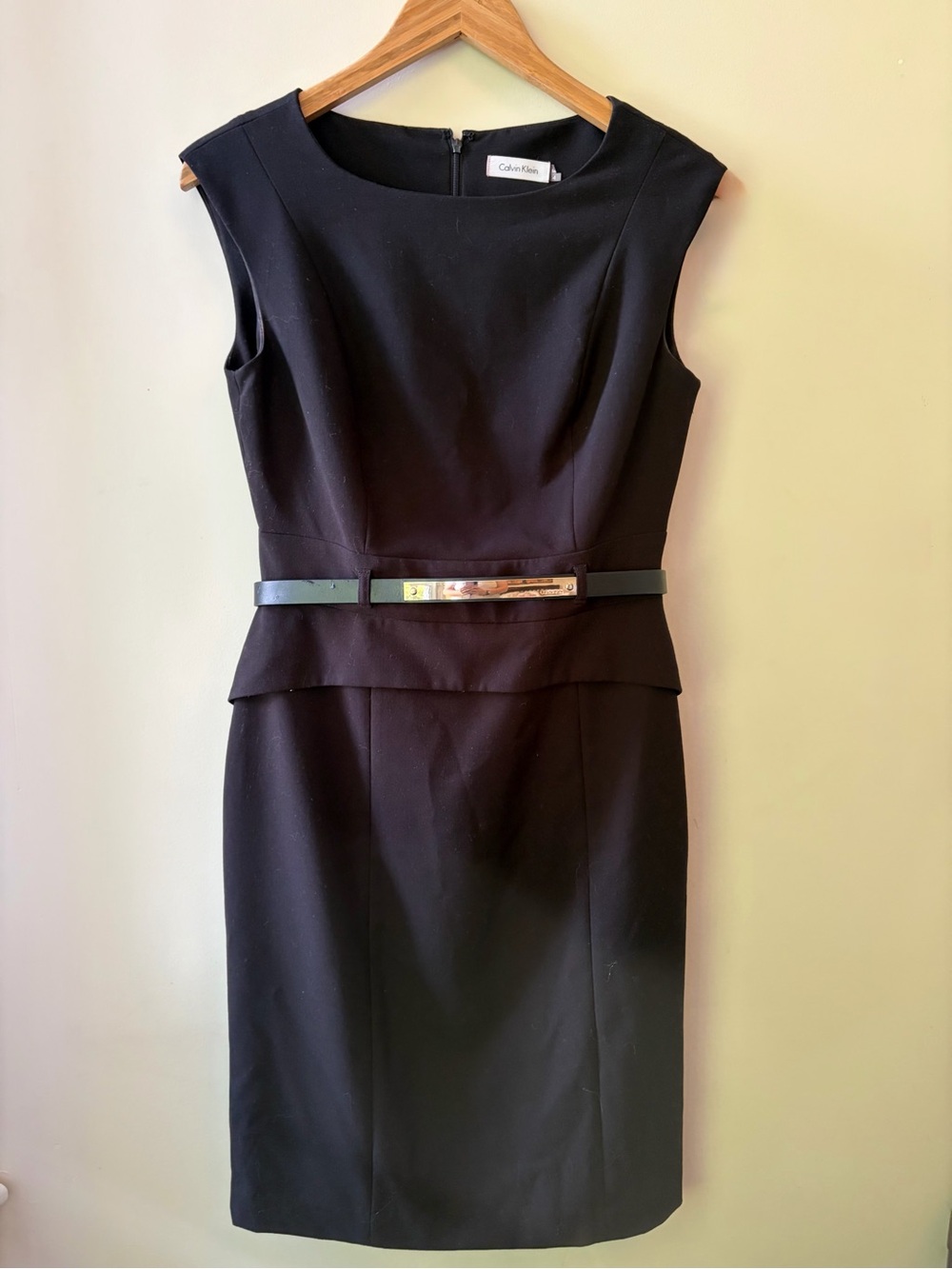Calvin Klein Black Sheath Dress with Decorative Belt